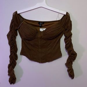Corset crop top w long sleeves